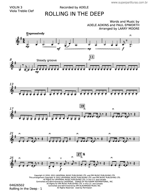Partitura da música Rolling In The Deep – Adele v.21