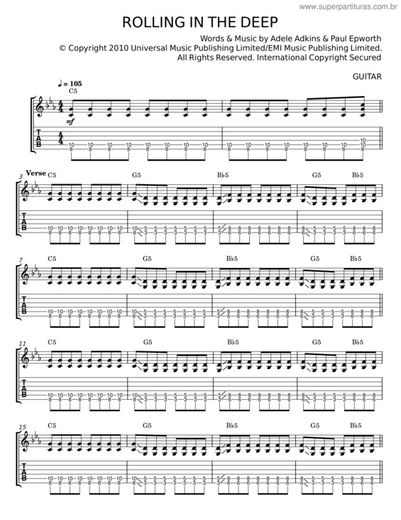 Partitura da música Rolling In The Deep – Adele v.27