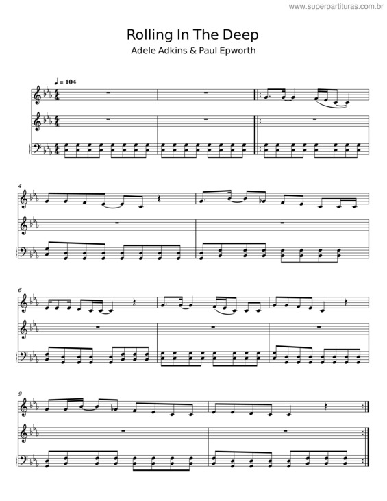 Partitura da música Rolling In The Deep – Adele v.28