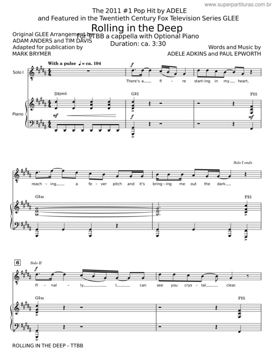 Partitura da música Rolling In The Deep – Adele v.29