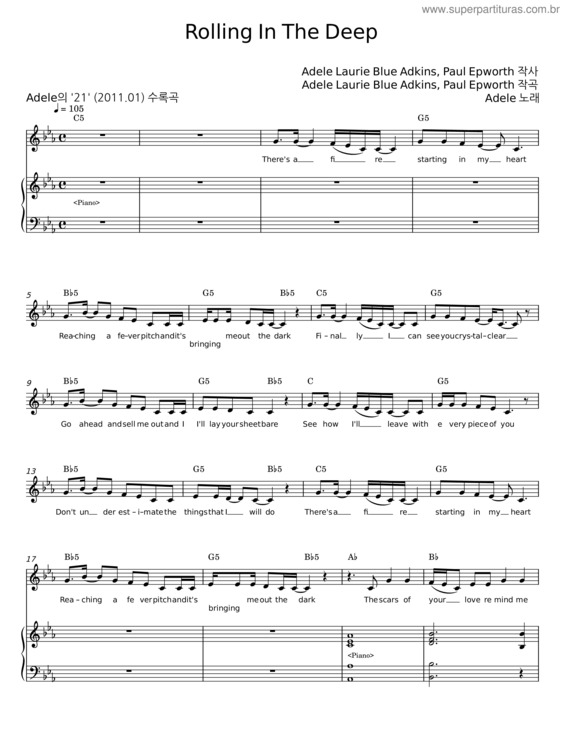 Partitura da música Rolling In The Deep – Adele v.31