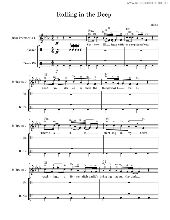 Partitura da música Rolling In The Deep – Adele v.32