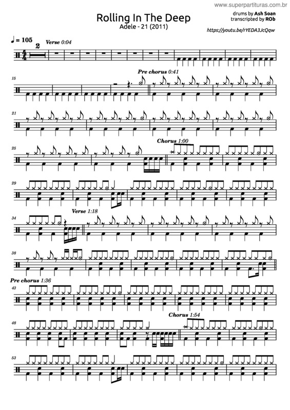 Partitura da música Rolling In The Deep – Adele v.5