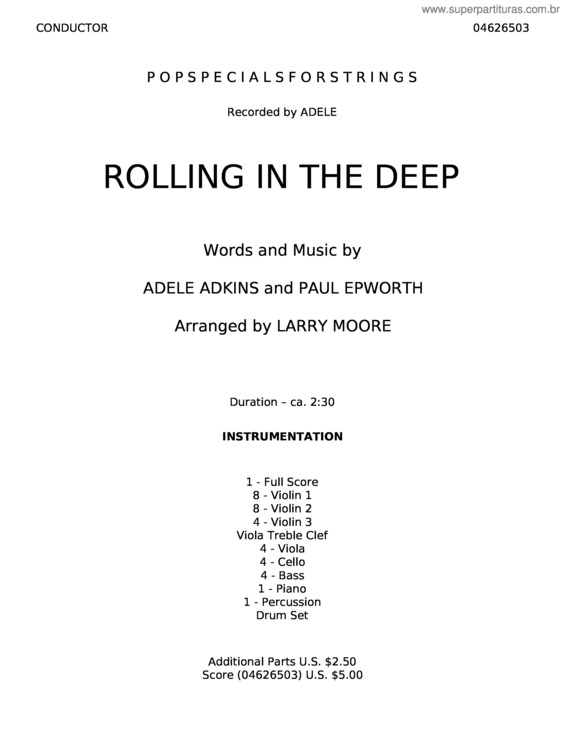 Partitura da música Rolling In The Deep – Adele v.7