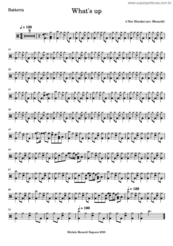 Partitura da música Rolling In The Deep – Adele Whats Up Flauti–Batteria