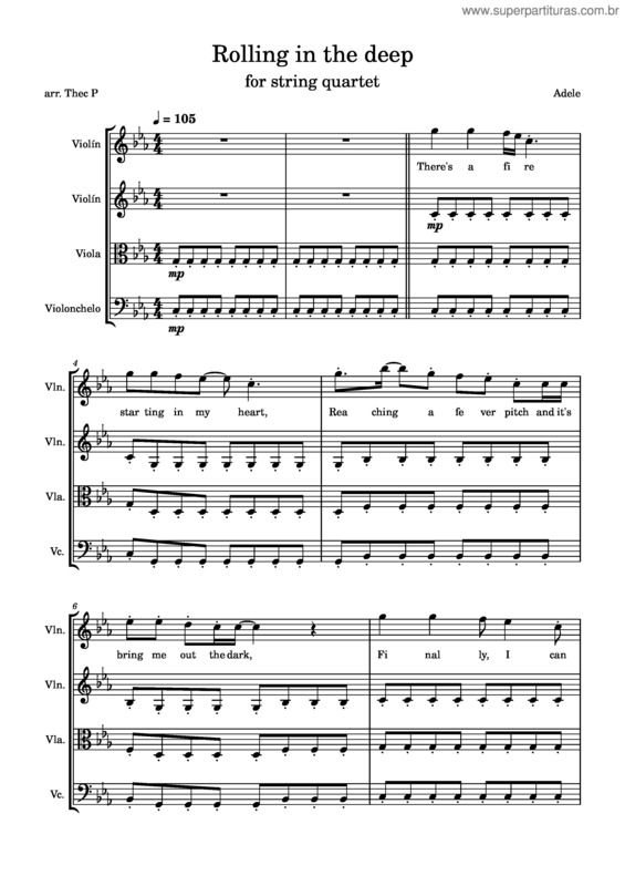 Partitura da música Rolling In The Deep – Adele
