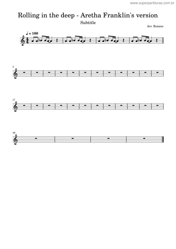 Partitura da música Rolling In The Deep – Aretha Franklin`S Version