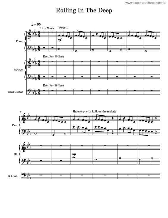 Partitura da música Rolling In The Deep – Keys