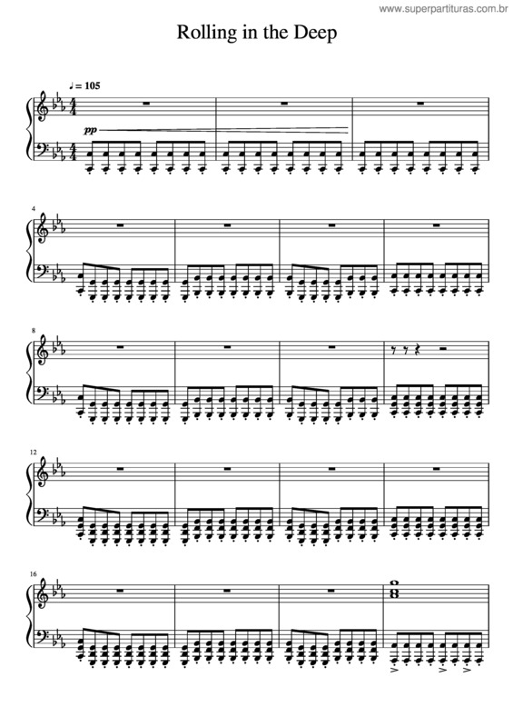 Partitura da música Rolling In The Deep – Piano Accompaniment