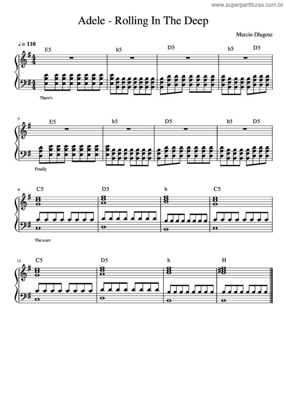 Partitura da música Rolling In The Deep Adelle