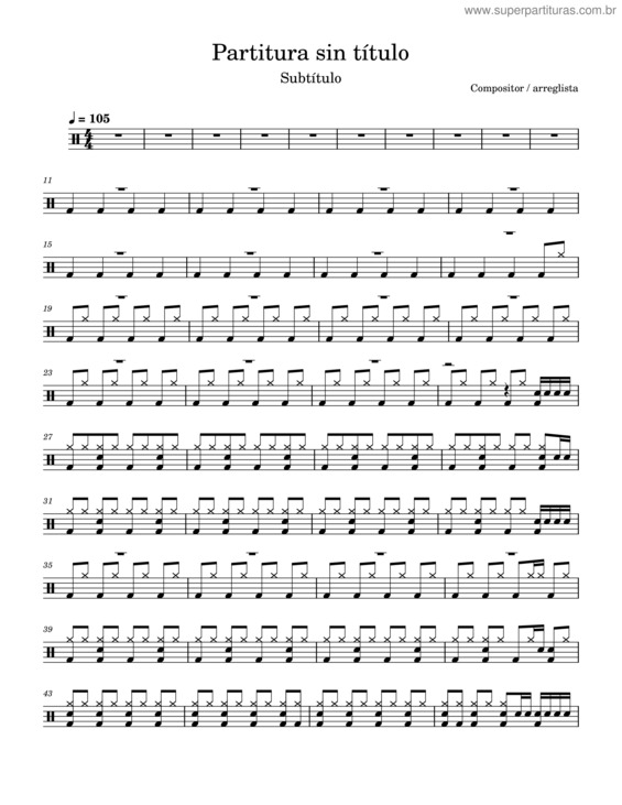Partitura da música Rolling In The Deep Bateria