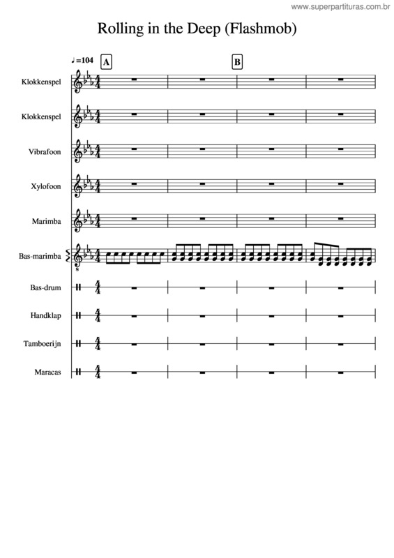 Partitura da música Rolling In The Deep Flashmob