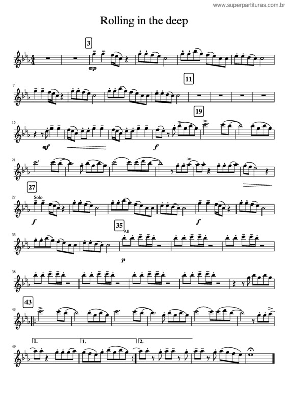 Partitura da música Rolling In The Deep Flute