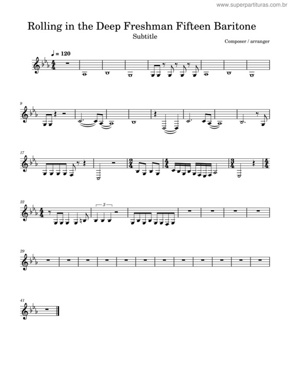 Partitura da música Rolling In The Deep Freshman Fifteen Baritone