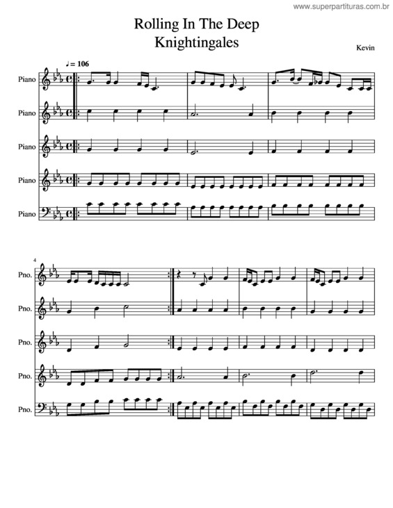 Partitura da música Rolling In The Deep Knightingales