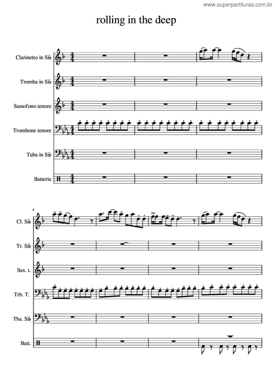 Partitura da música Rolling In The Deep Quintet