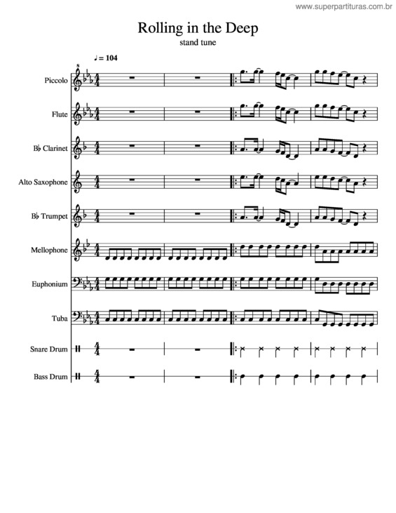 Partitura da música Rolling In The Deep Stand Tune Wip