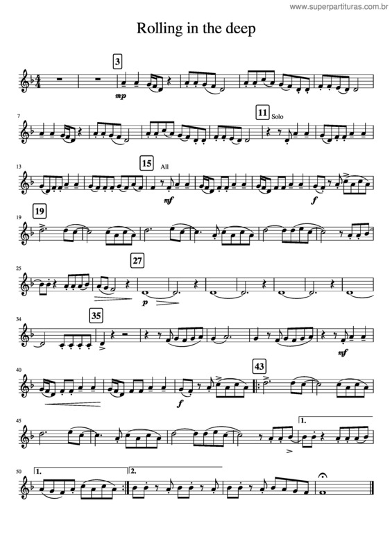 Partitura da música Rolling In The Deep Trumpet