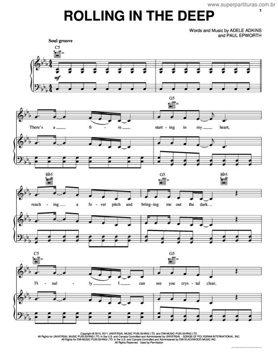 Partitura da música Rolling In The Deep v.6