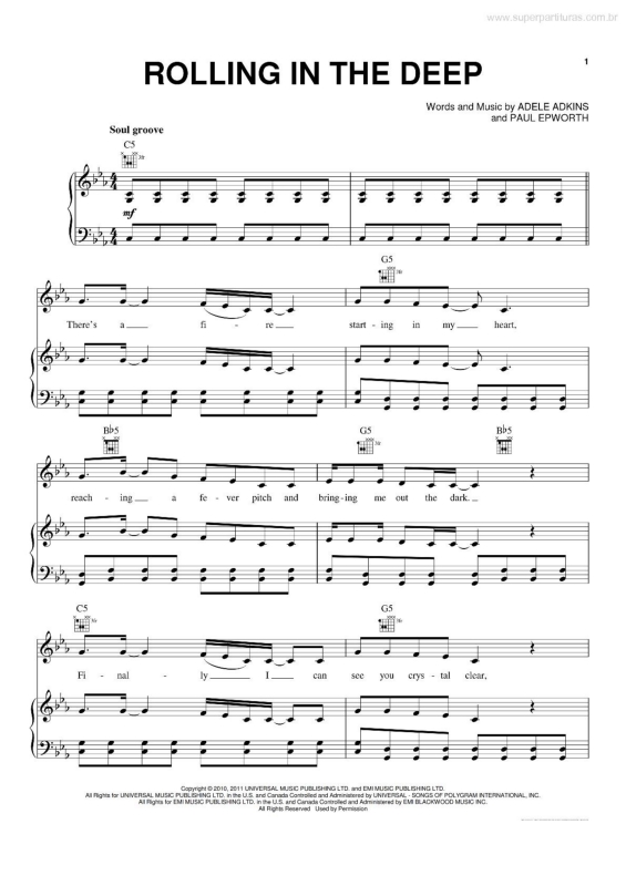 Partitura da música Rolling In The Deep