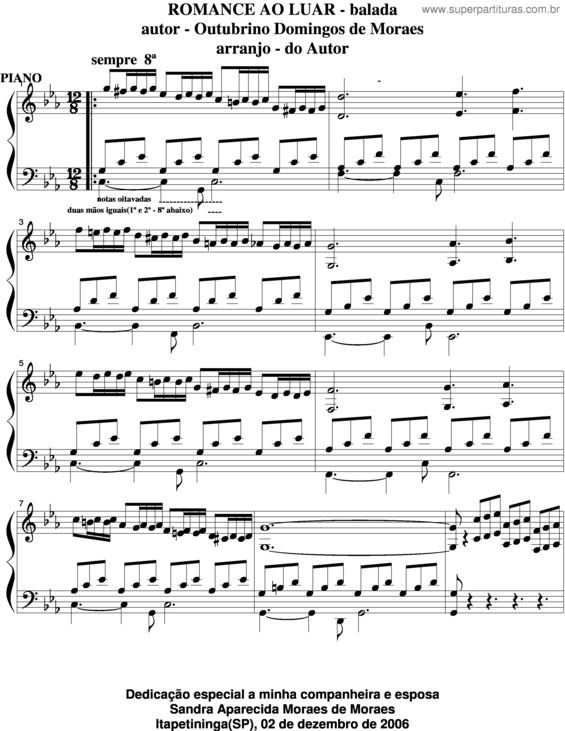 Partitura da música Romance Ao Luar v.3