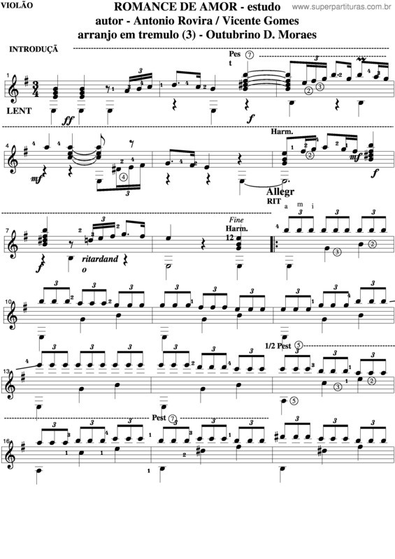 Partitura da música Romance De Amor v.7