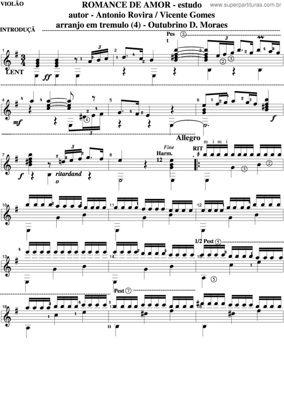 Partitura da música Romance De Amor v.8