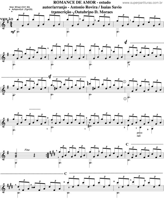 Partitura da música Romance De Amor v.9