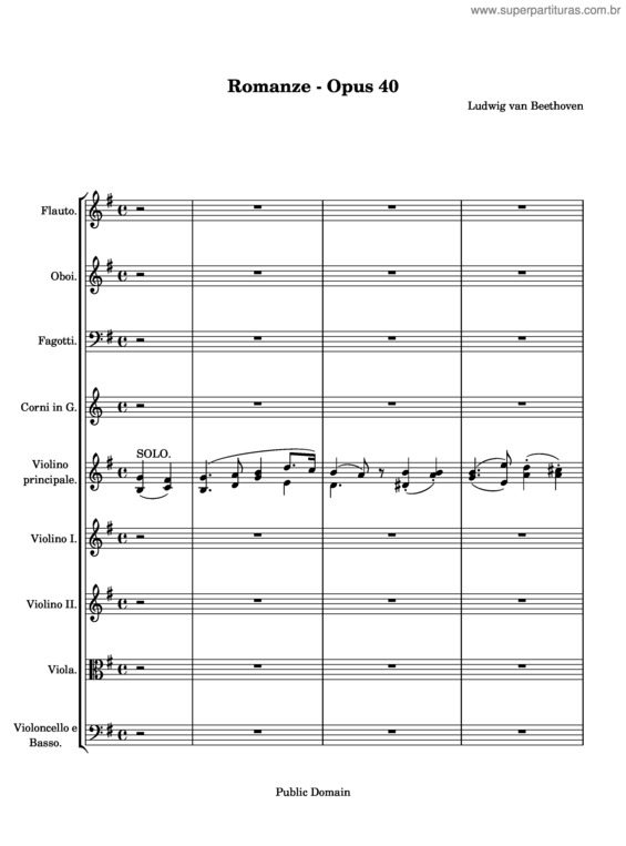 Partitura da música Romance for Violin and Orchestra No. 1