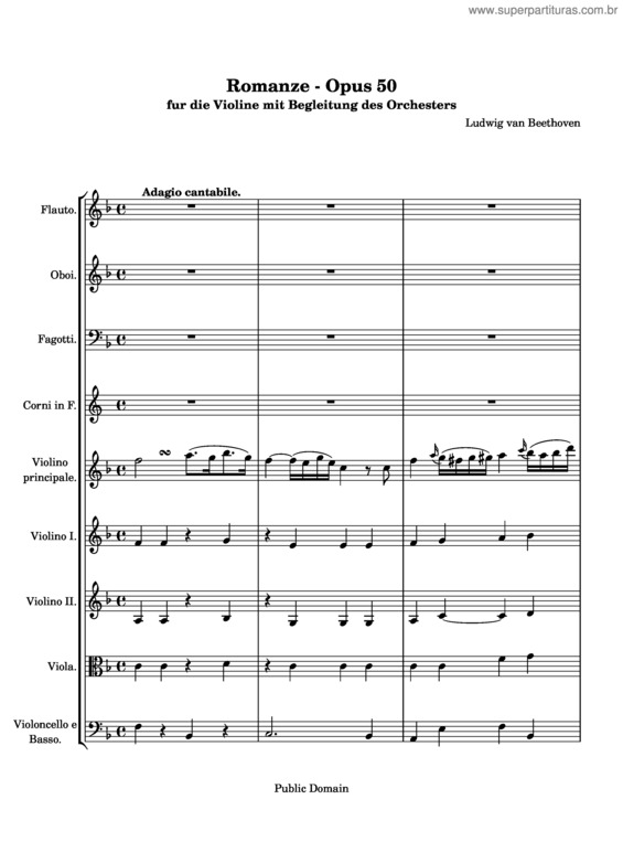 Partitura da música Romance for Violin and Orchestra No. 2