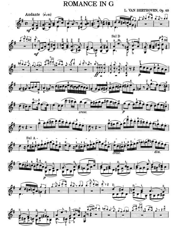 Partitura da música Romance in G