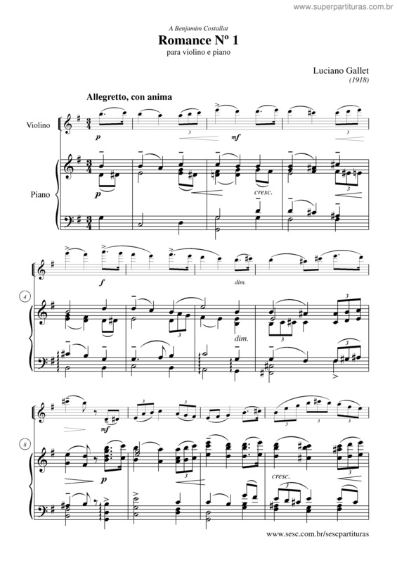 Partitura da música Romance nº1