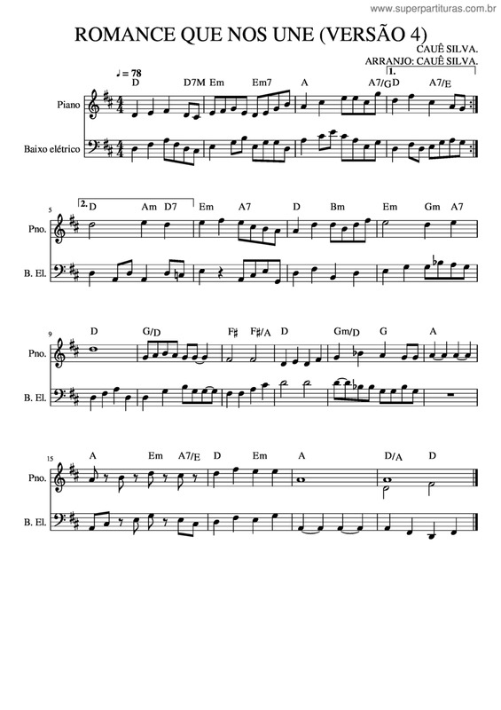 Partitura da música Romance Que Nos Une