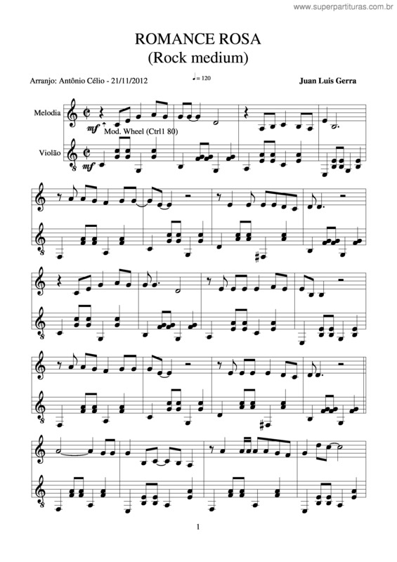 Partitura da música Romance Rosa v.2