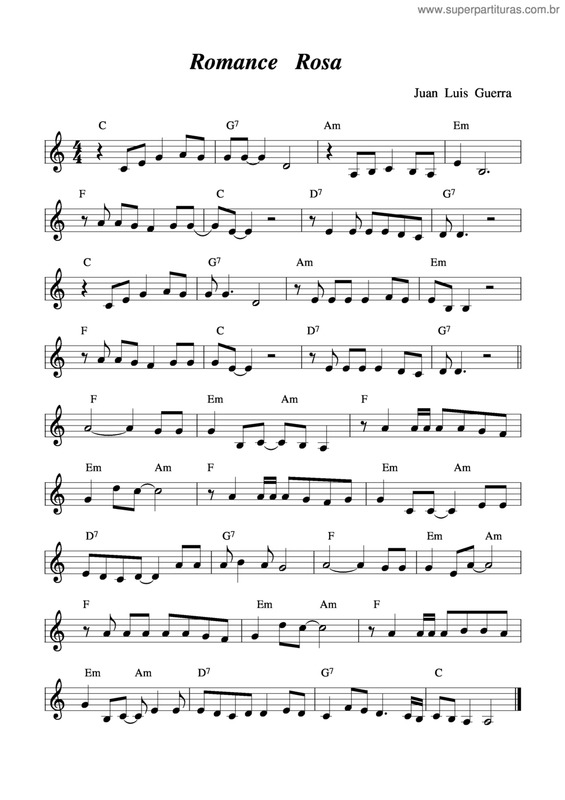 Partitura da música Romance Rosa v.4