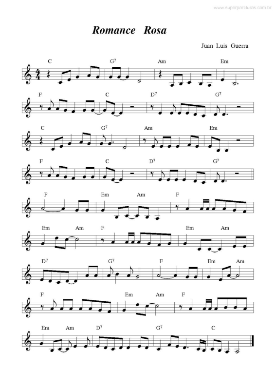 Partitura da música Romance Rosa