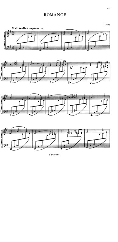 Partitura da música Romance S.169