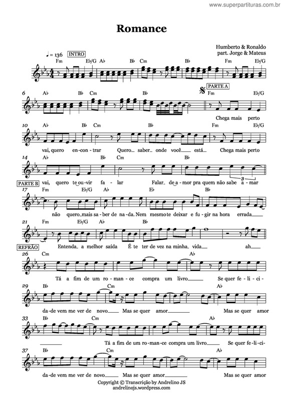 Partitura da música Romance v.3