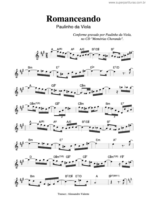 Partitura da música Romanceando