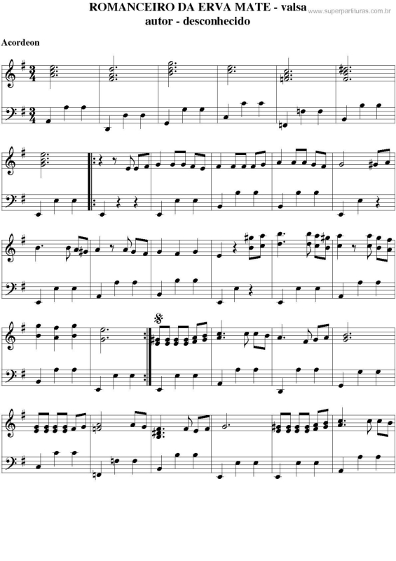 Partitura da música Romanceiro Da Erva Mate