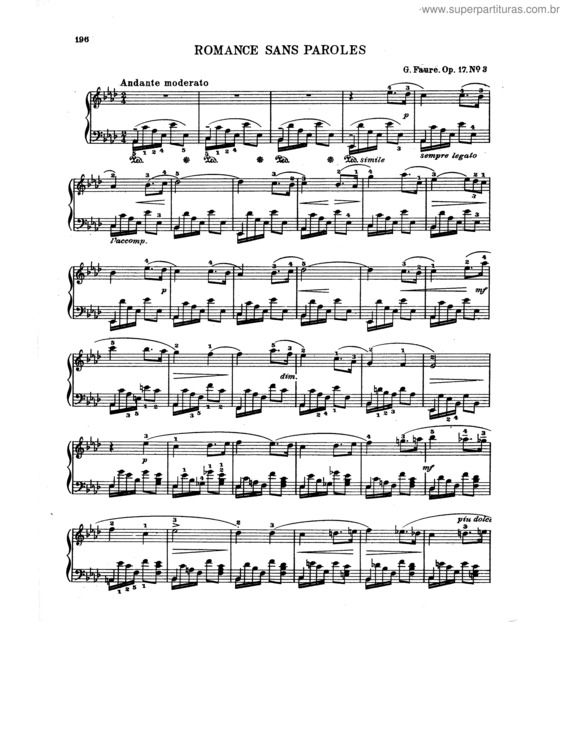 Partitura da música Romances sans paroles