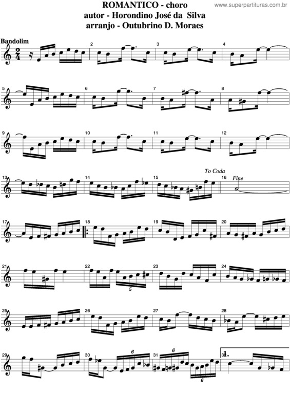 Partitura da música Romântico v.2