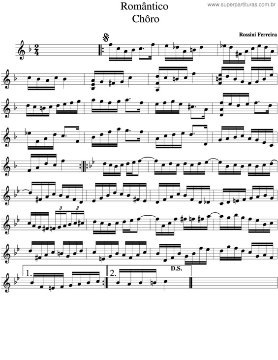 Partitura da música Romântico