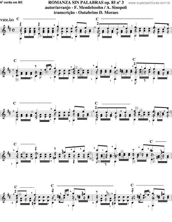 Partitura da música Romanza Sin Palabras