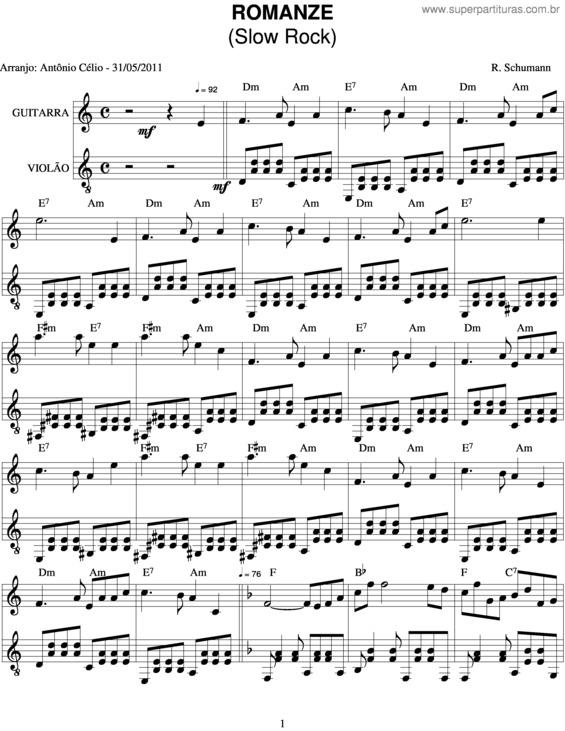 Partitura da música Romanze