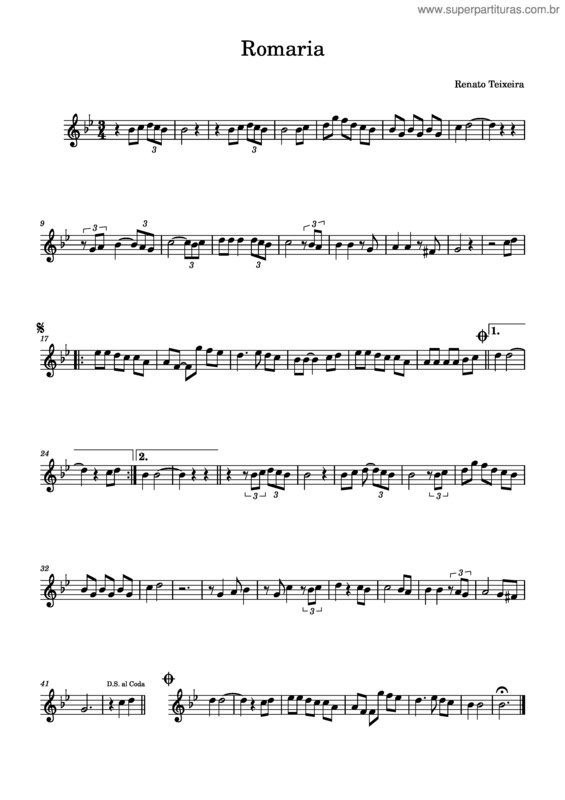 Partitura da música Romaria – Renato Teixeira v.2
