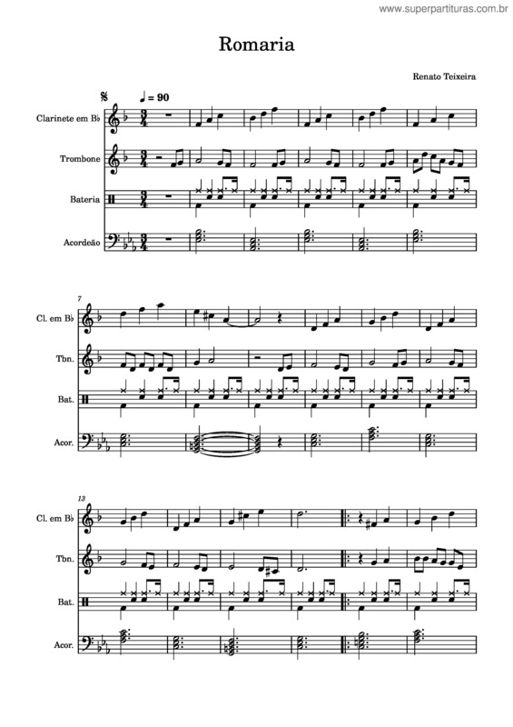 Partitura da música Romaria – Renato Teixeira v.3