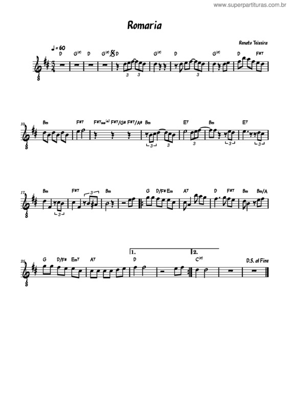 Partitura da música Romaria – Renato Teixeira v.4
