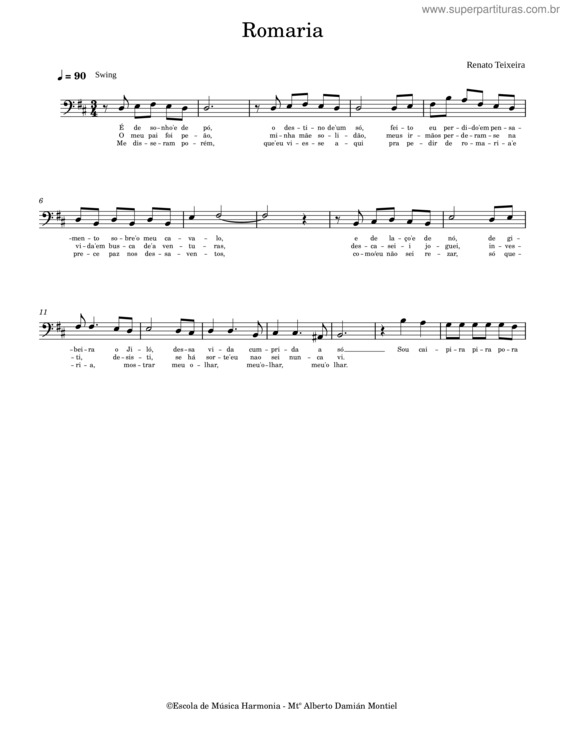 Partitura da música Romaria Tenor