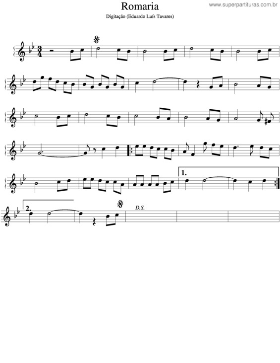 Partitura da música Romaria v.2